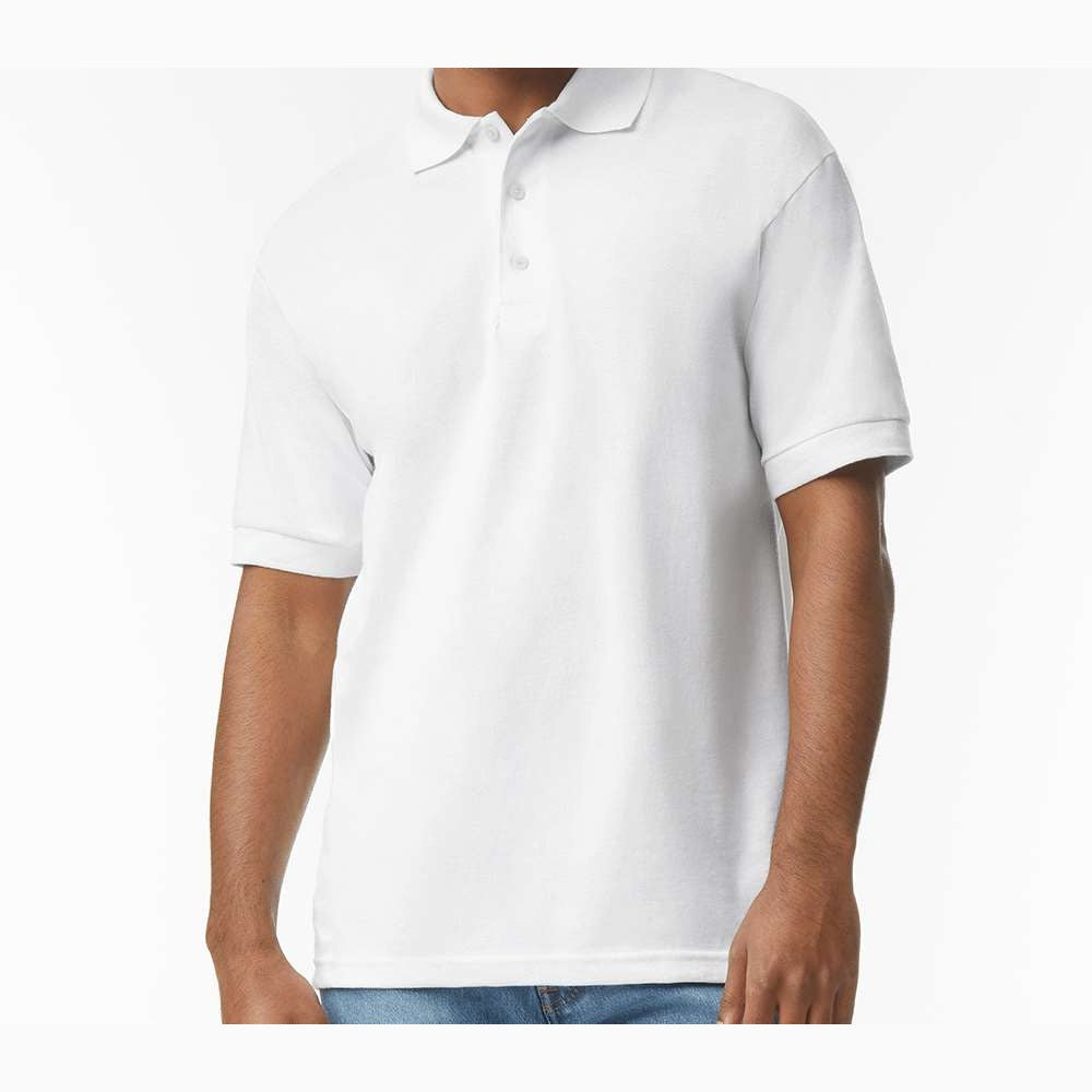 Gildan Unisex DryBlend® Polo Embroidery - White - On Model Front