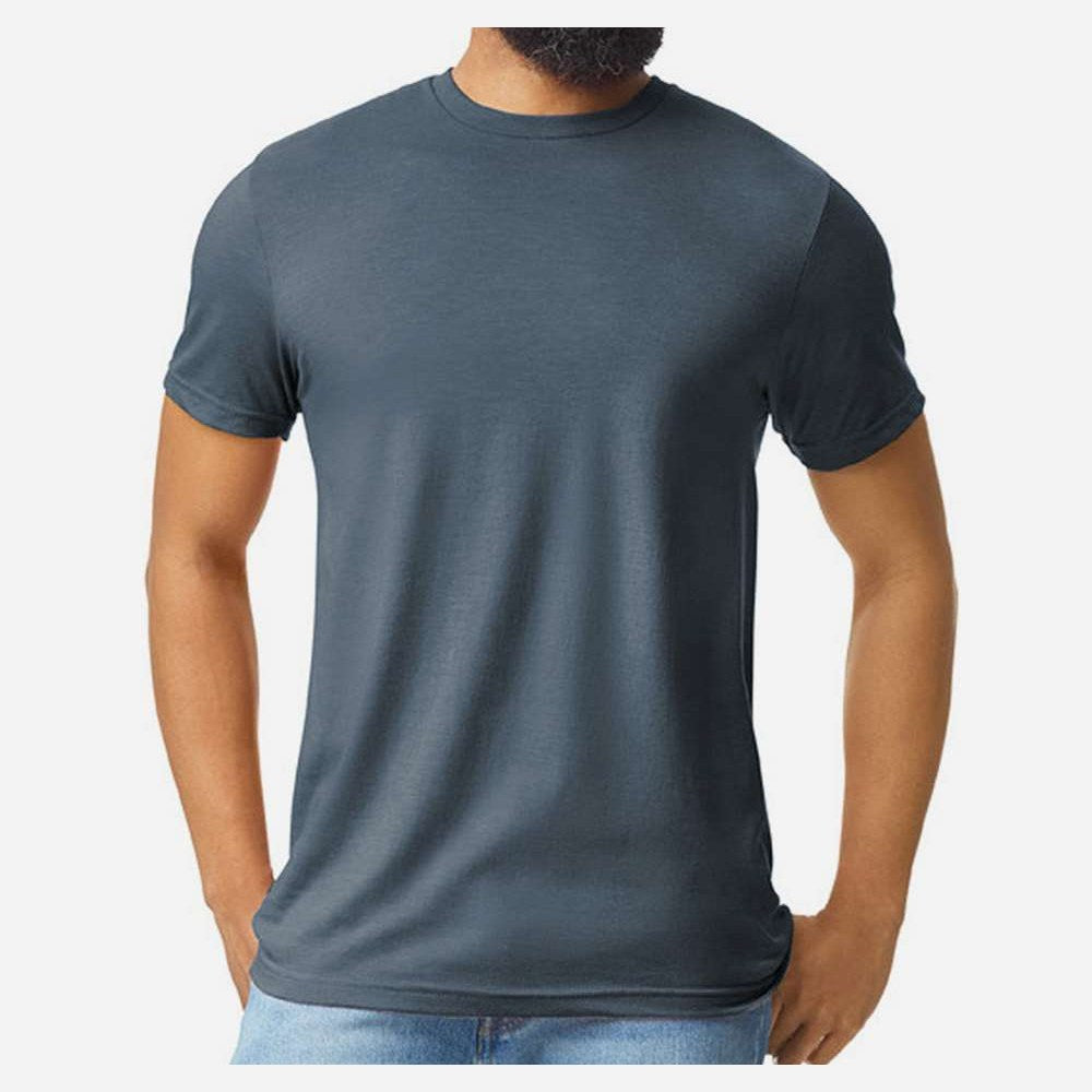 Gildan Unisex Softstyle® CVC T-Shirt Full Color - Steel Blue - On Model Front