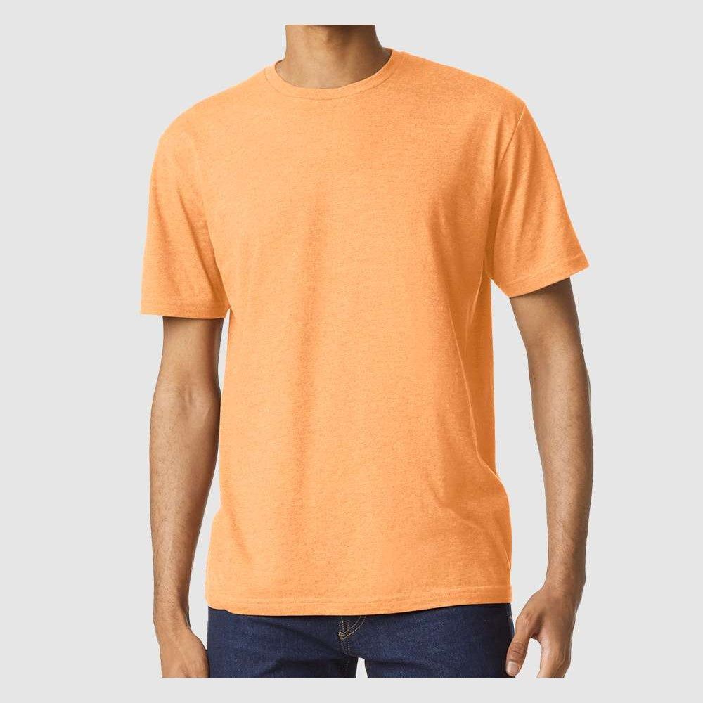 Gildan Unisex Softstyle® CVC T-Shirt Full Color - Tangerine Mist - On Model Front