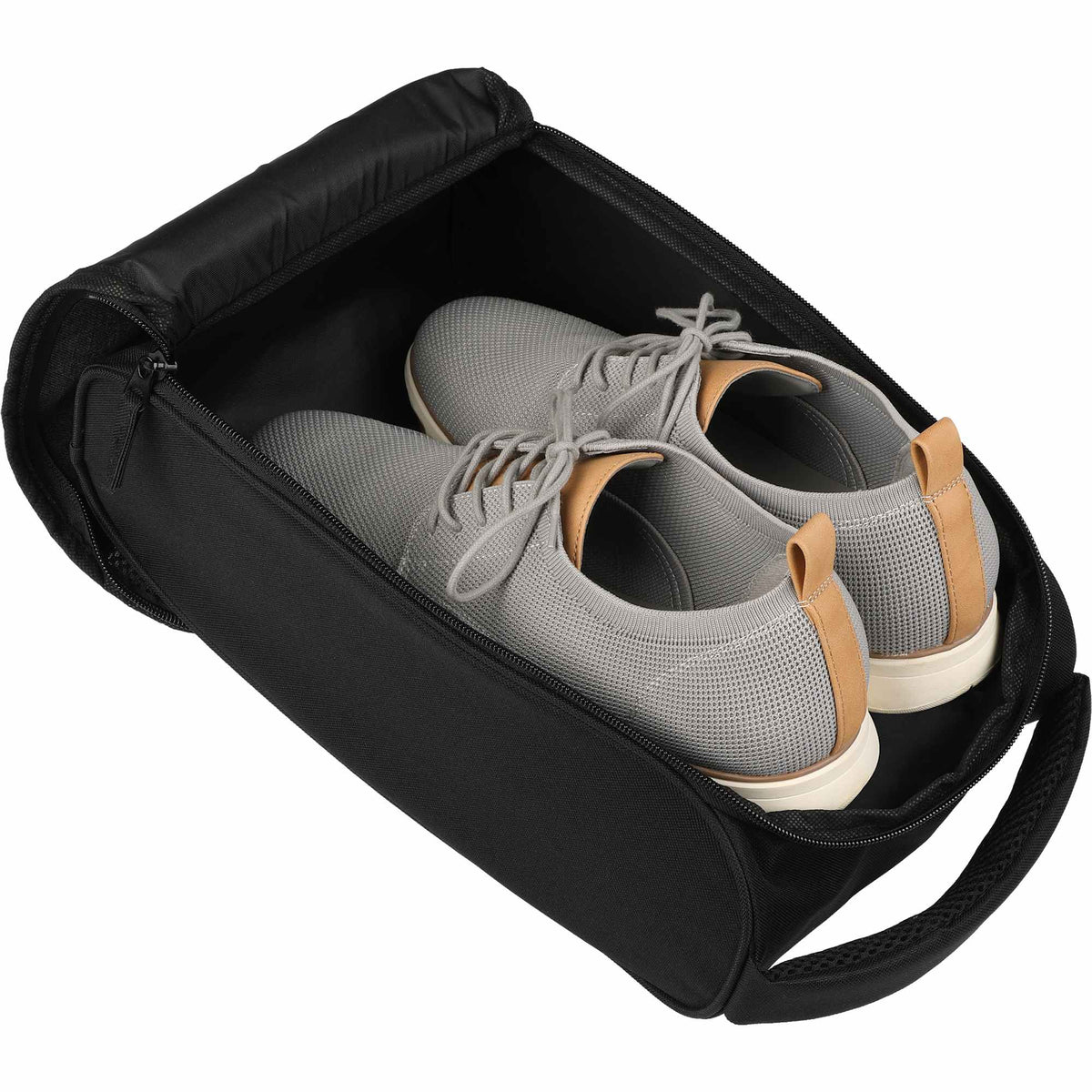 Golf and Travel Shoe Bag in Recycled Polyester Embroidery - Graphite - Propped
