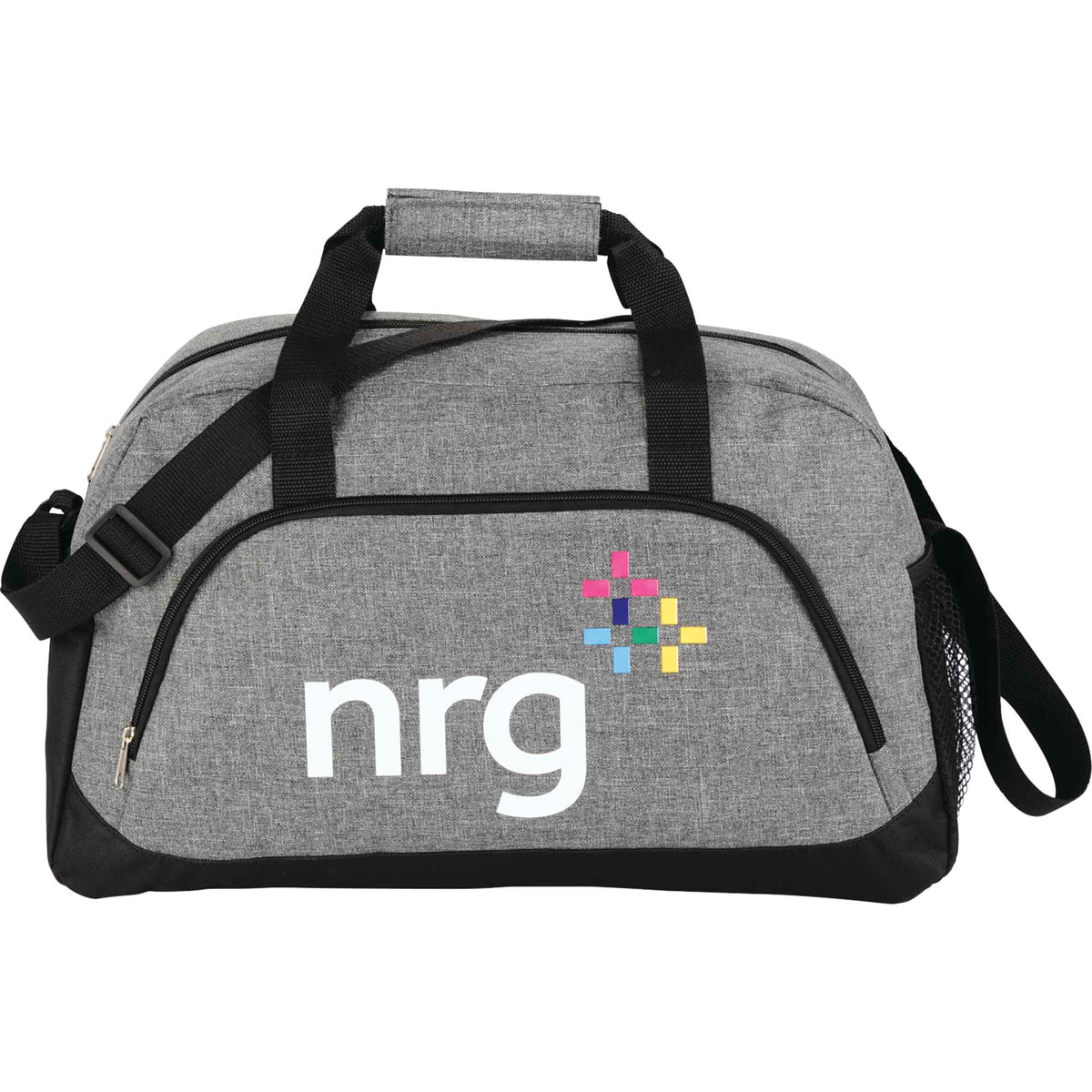 Graphite Heathered Duffel Bag, 18.5 Inches Embroidery - Charcoal - Front 2