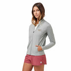 Greatness Wins Core Tech Full Zip for Women Embroidery - Ash Gray Heather - Front 2