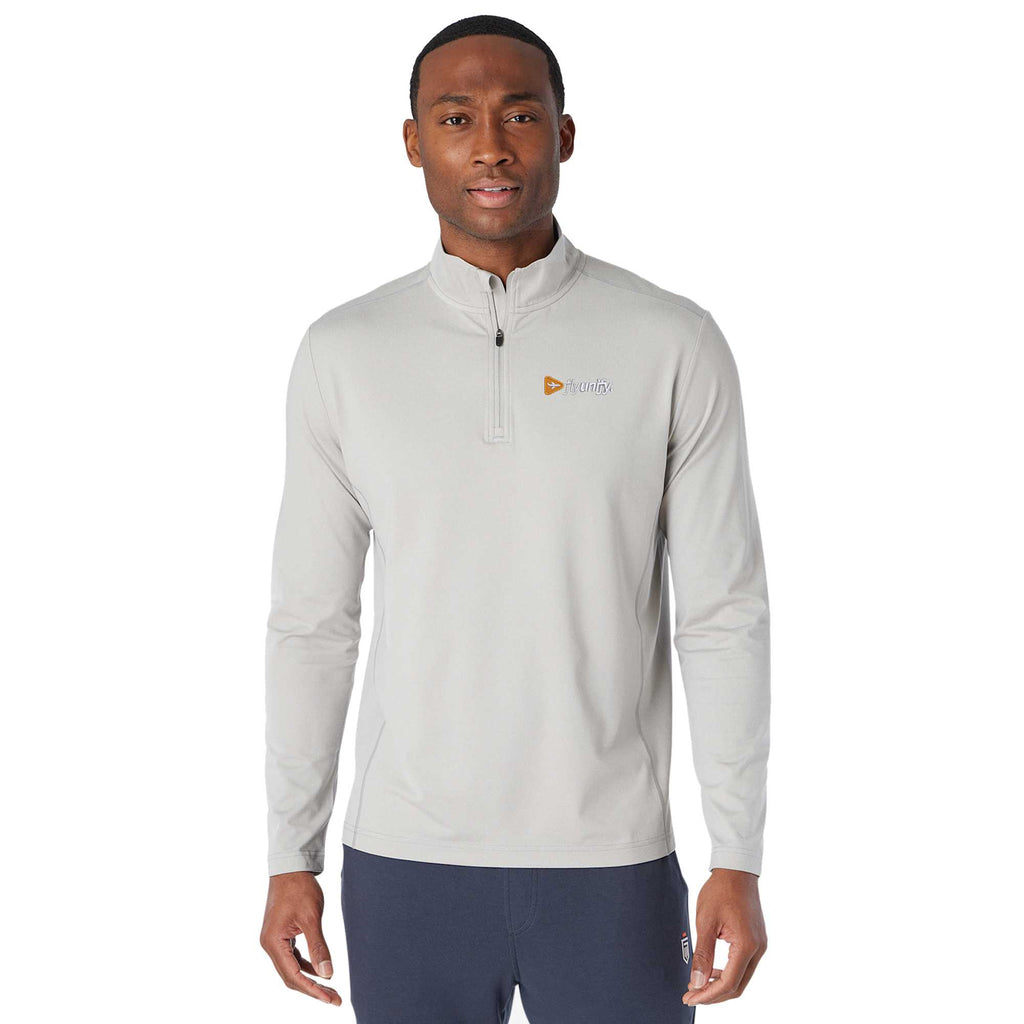 Greatness Wins Core Tech Quarter Zip for Men Embroidery - Ash Gray Heather - Front 2