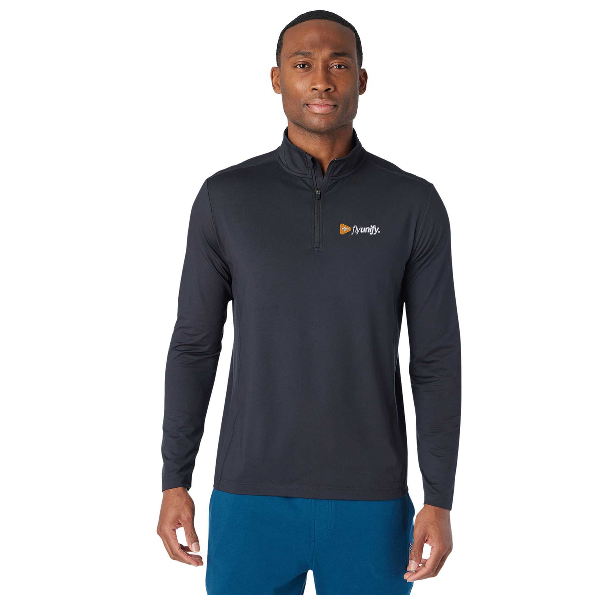 Greatness Wins Core Tech Quarter Zip for Men Embroidery - GW Black - Front 2