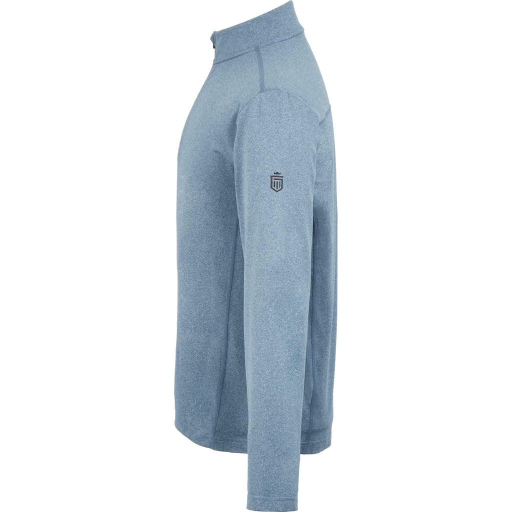 Greatness Wins Core Tech Quarter Zip for Men Embroidery - Superior Blue Heather - Left Side