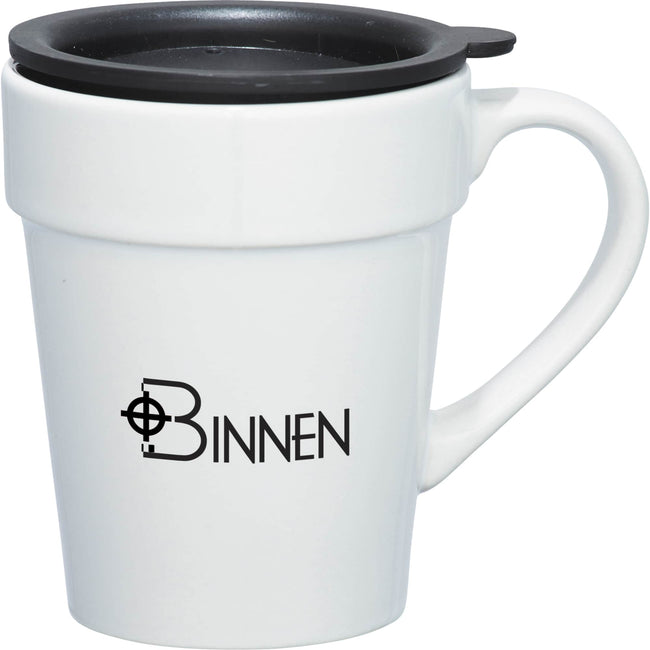 Habanera Tapered Ceramic Mug with Lid, 10 oz