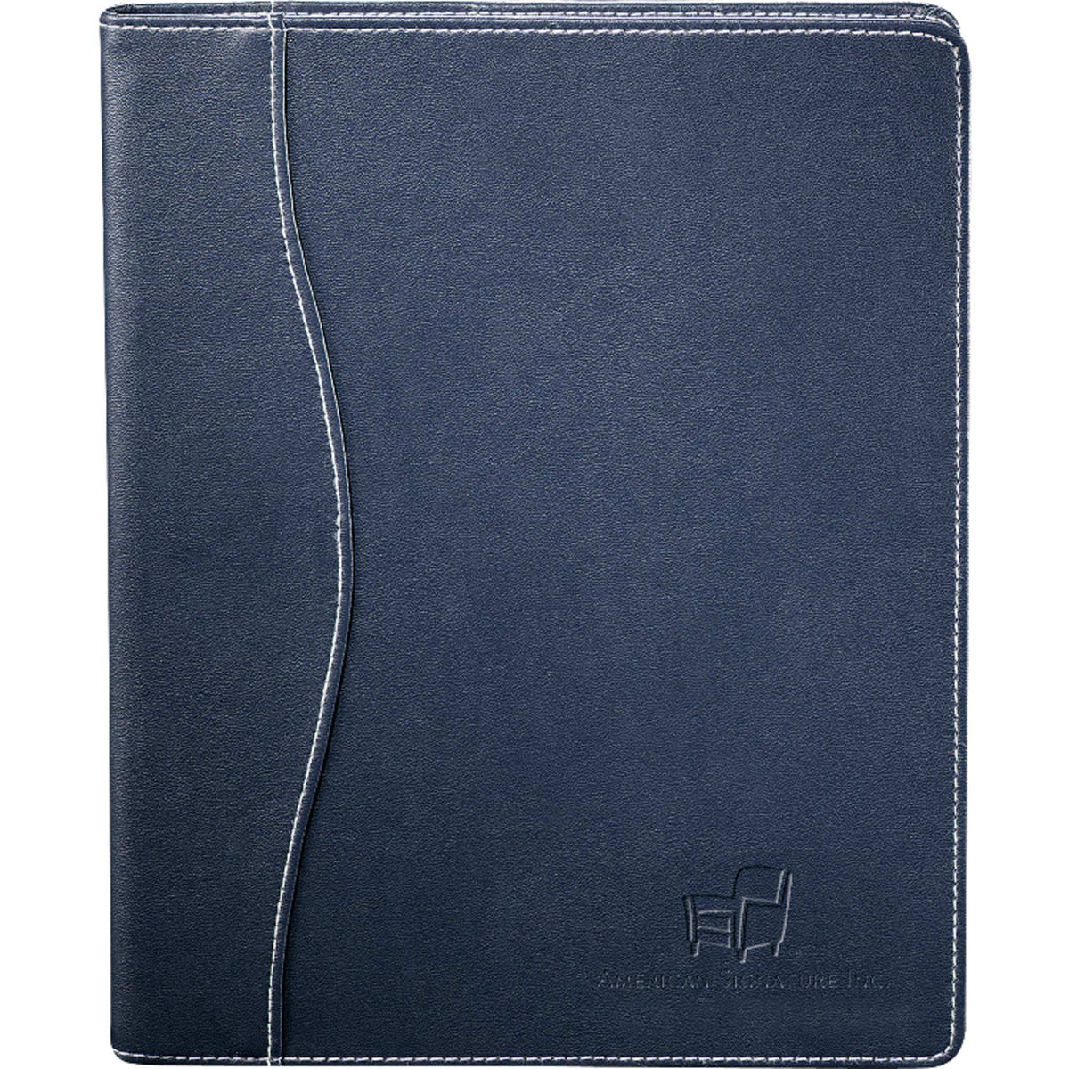 Hampton Stitched Journal with Locking Closure, 7.5 x 9.5 Inches Debossing - Navy - Front