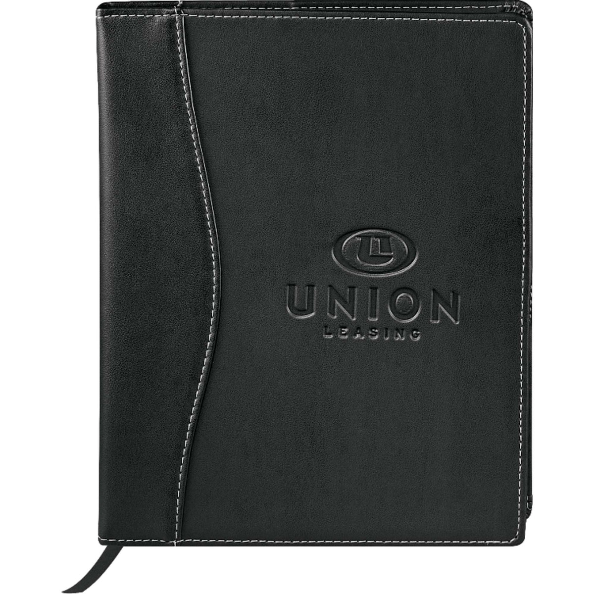 Hampton Stitched Journal with Locking Closure, 7.5 x 9.5 Inches Debossing - White - Front