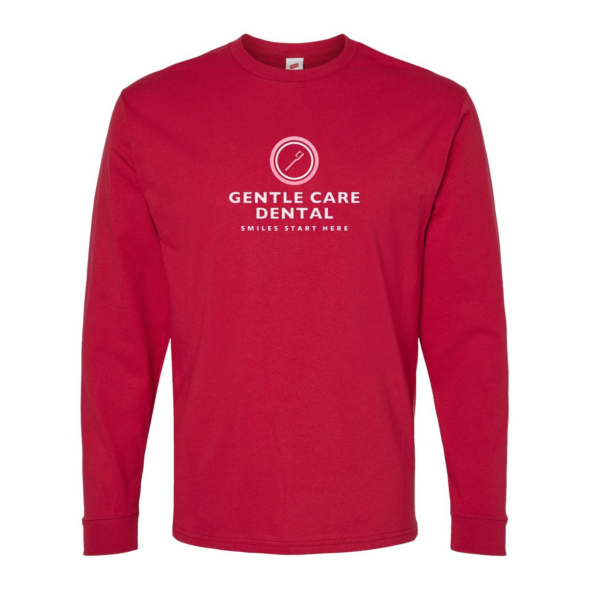 Hanes Unisex Essential-T Long Sleeve T-Shirt Full Color - Athletic Crimson - Front