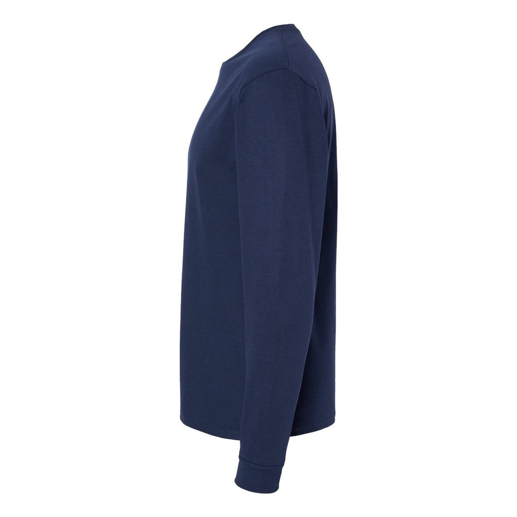 Hanes Unisex Essential-T Long Sleeve T-Shirt Full Color - Athletic Navy - Direct Side