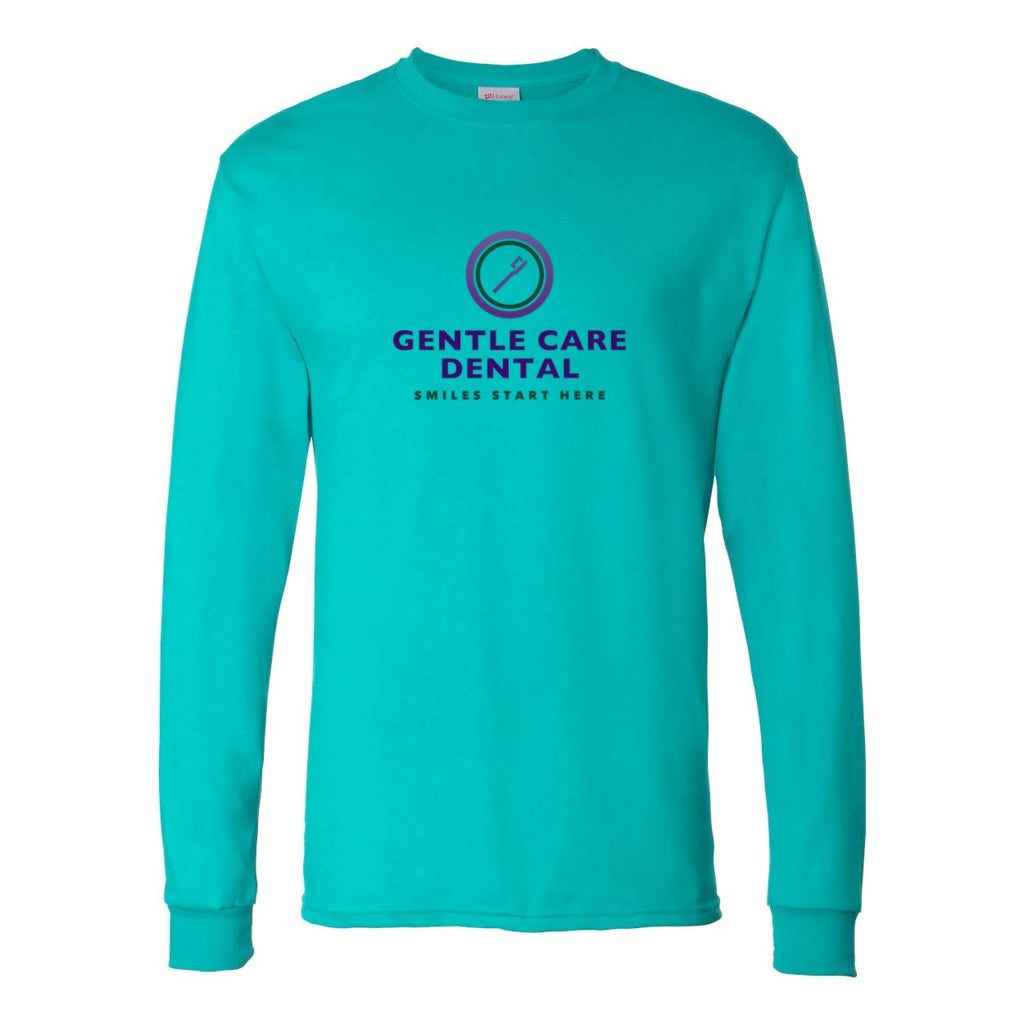 Hanes Unisex Essential-T Long Sleeve T-Shirt Full Color - Athletic Teal - Front