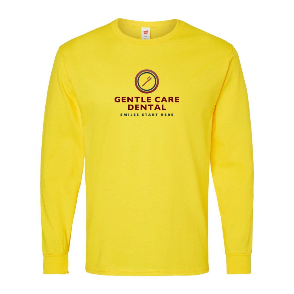 Hanes Unisex Essential-T Long Sleeve T-Shirt Full Color - Athletic Yellow - Front