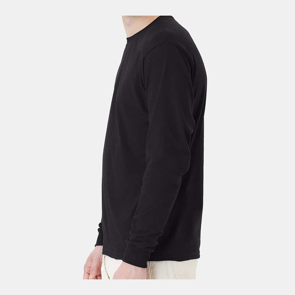Hanes Unisex Essential-T Long Sleeve T-Shirt Full Color - Black - On Model Side