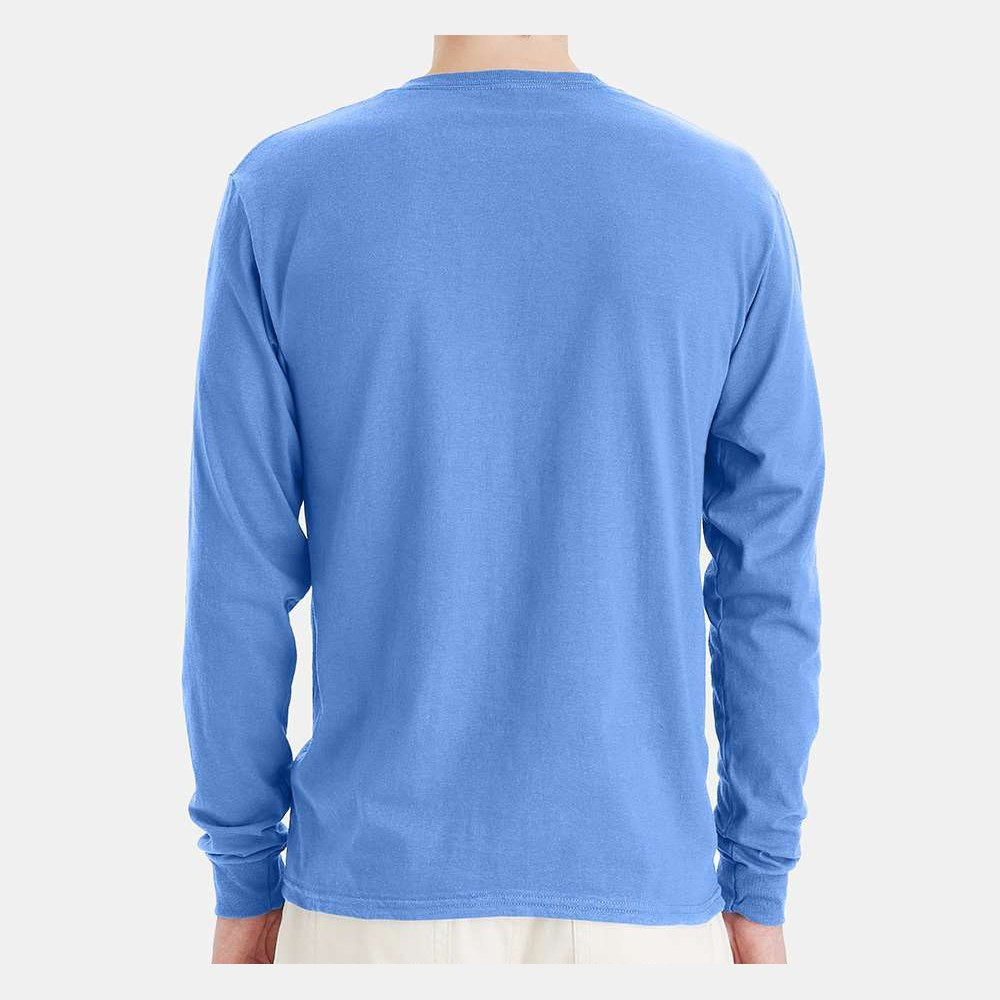 Hanes Unisex Essential-T Long Sleeve T-Shirt Full Color - Carolina Blue - On Model Back
