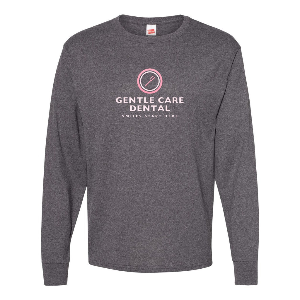 Hanes Unisex Essential-T Long Sleeve T-Shirt Full Color - Charcoal Heather - Front