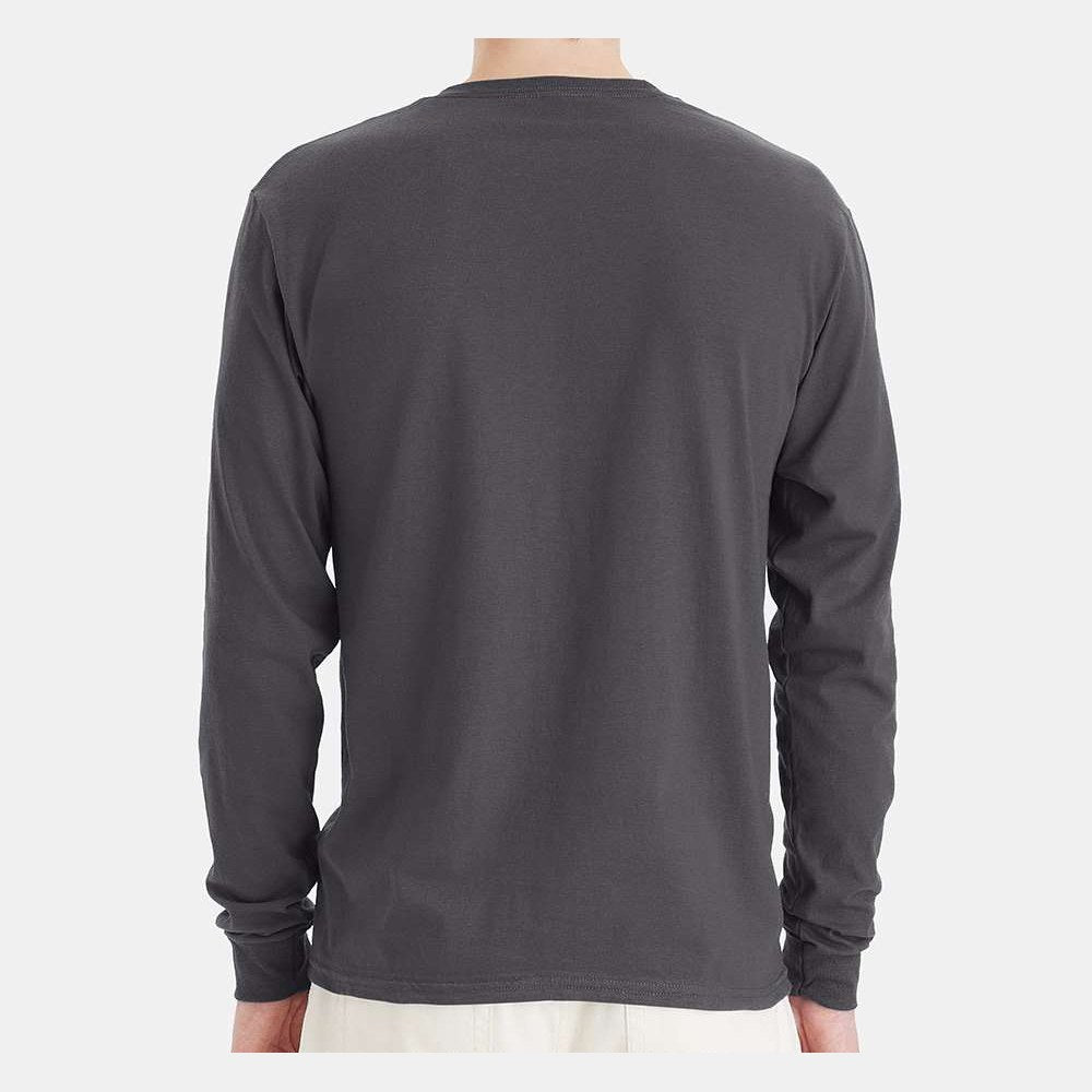 Hanes Unisex Essential-T Long Sleeve T-Shirt Full Color - Smoke Grey - On Model Back