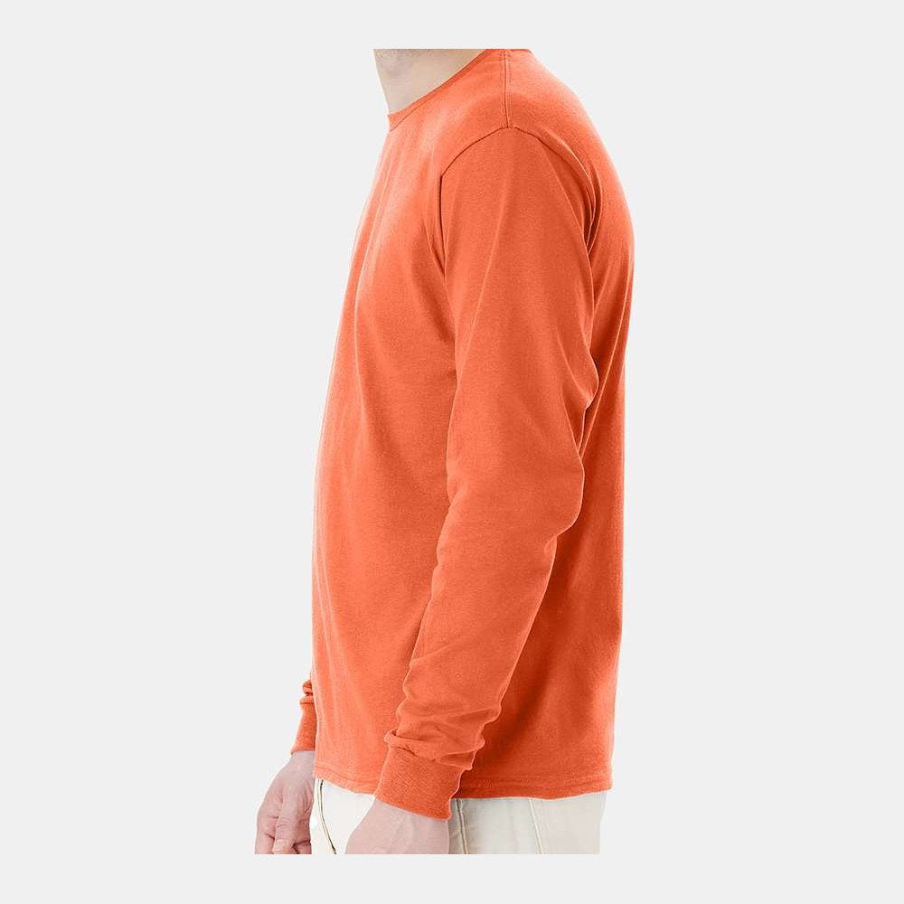 Hanes Unisex Essential-T Long Sleeve T-Shirt Full Color - Texas Orange - On Model Side