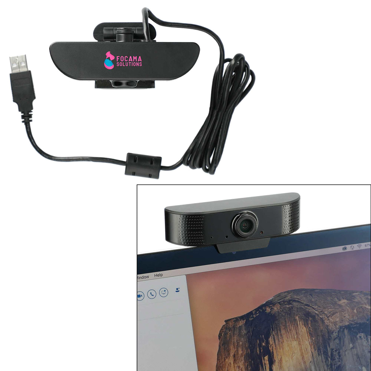 HD Webcam with Microphone, 1080p Full Color - Black - Computer