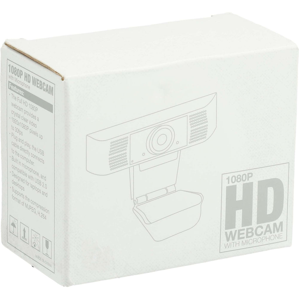 HD Webcam with Microphone, 1080p Full Color - Black - Packaging
