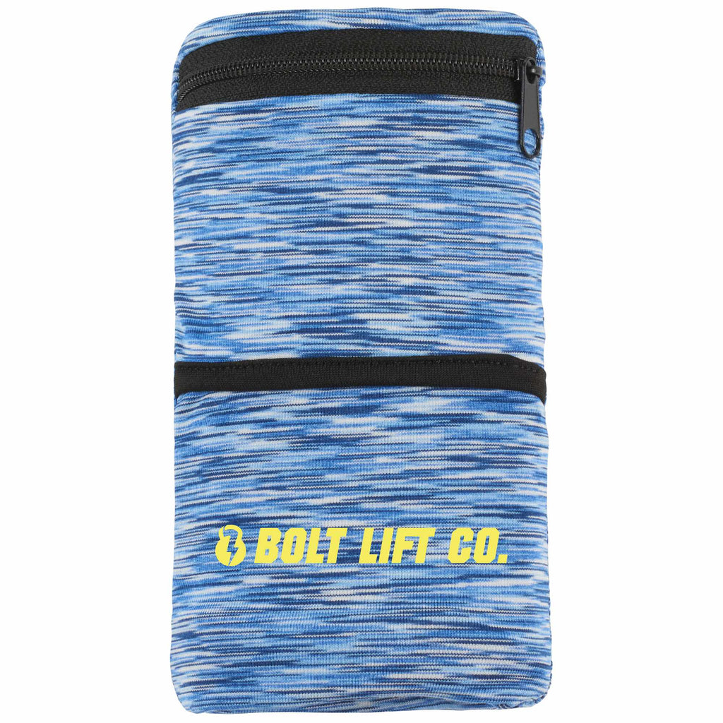 Heathered Cooling Wristband with Pocket Full Color - Blue - Front
