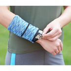 Heathered Cooling Wristband with Pocket Full Color - Blue - Photo