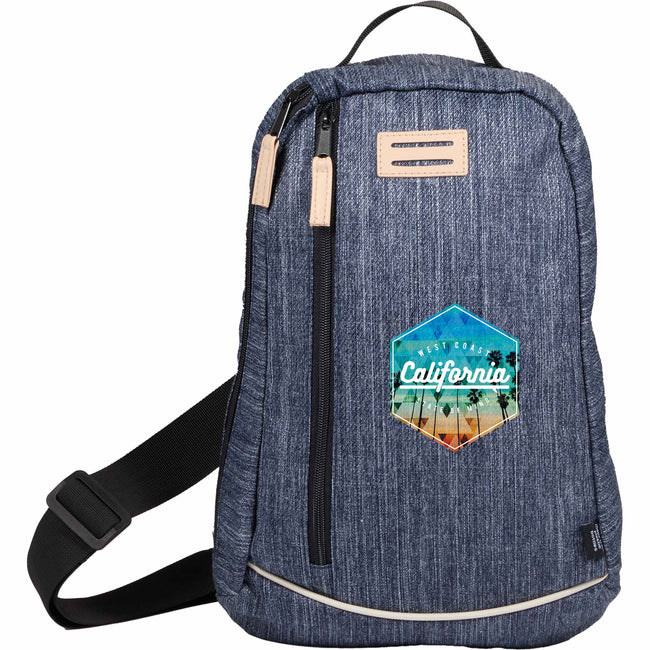 Heathered Sling Bag in Recycled Polyester, Navy Full Color