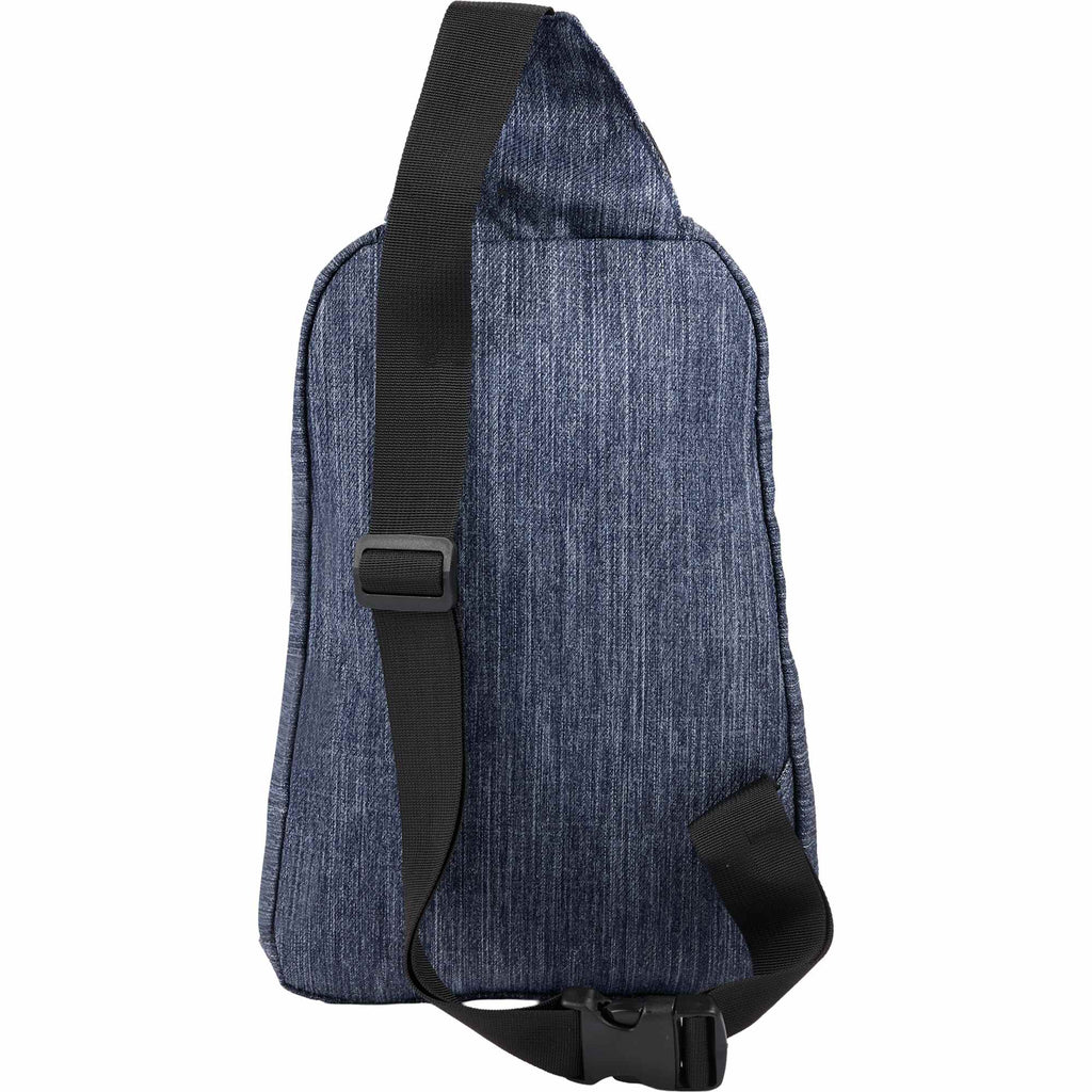 Heathered Sling Bag in Recycled Polyester, Navy - Heather Navy - Back