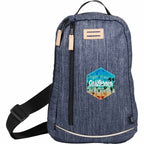 Heathered Sling Bag in Recycled Polyester, Navy - Heather Navy - Front
