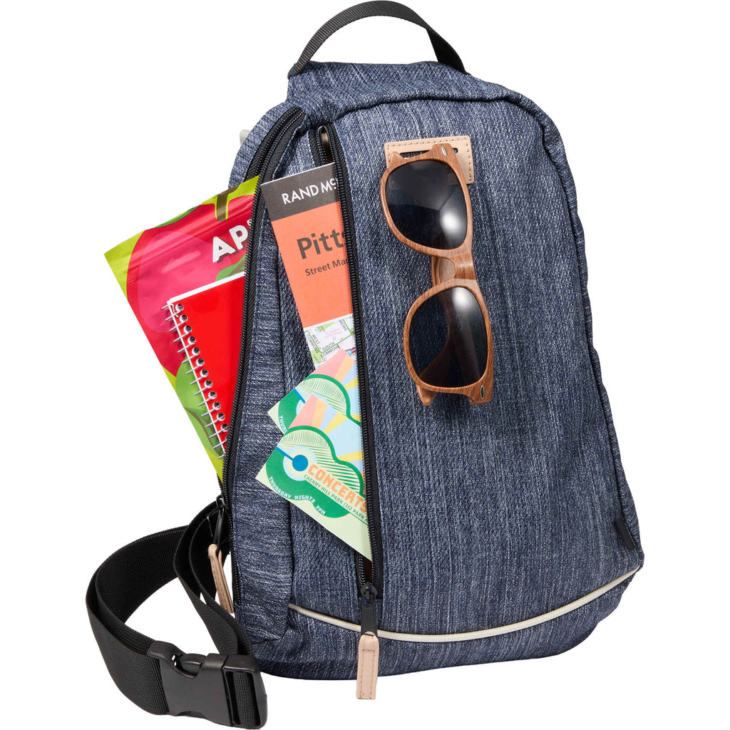 Heathered Sling Bag in Recycled Polyester, Navy - Heather Navy - Propped