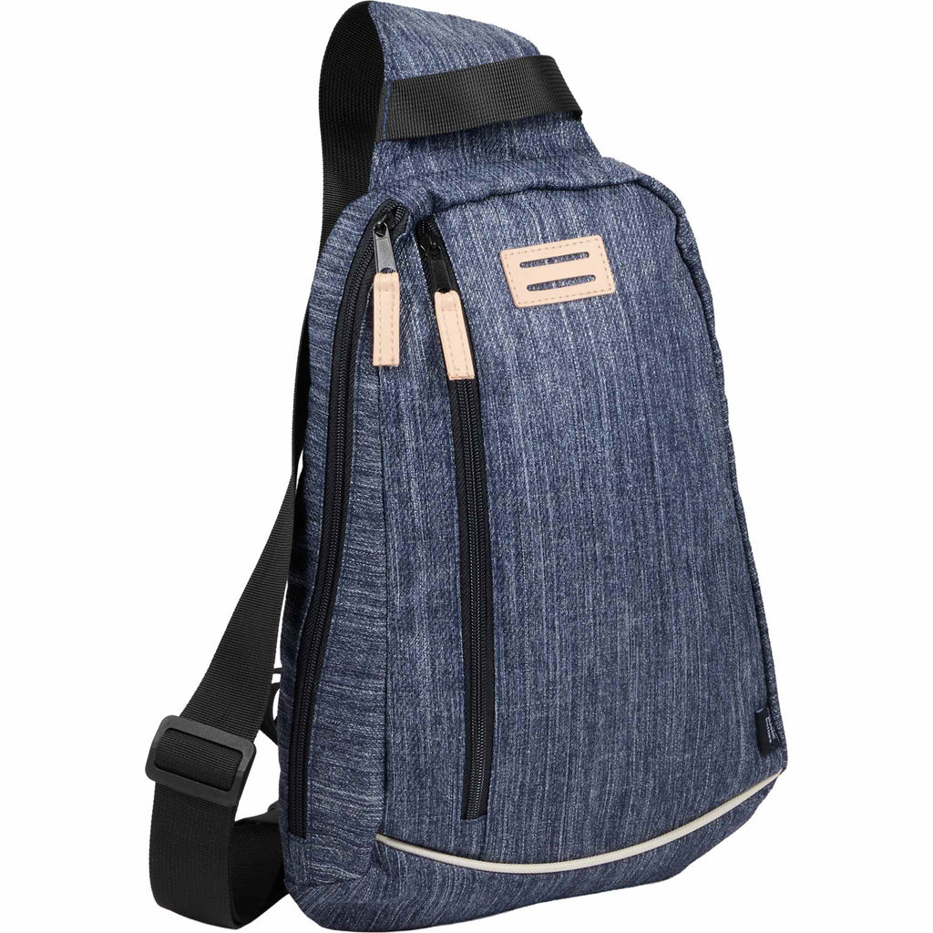 Heathered Sling Bag in Recycled Polyester, Navy - Heather Navy - Right Angle