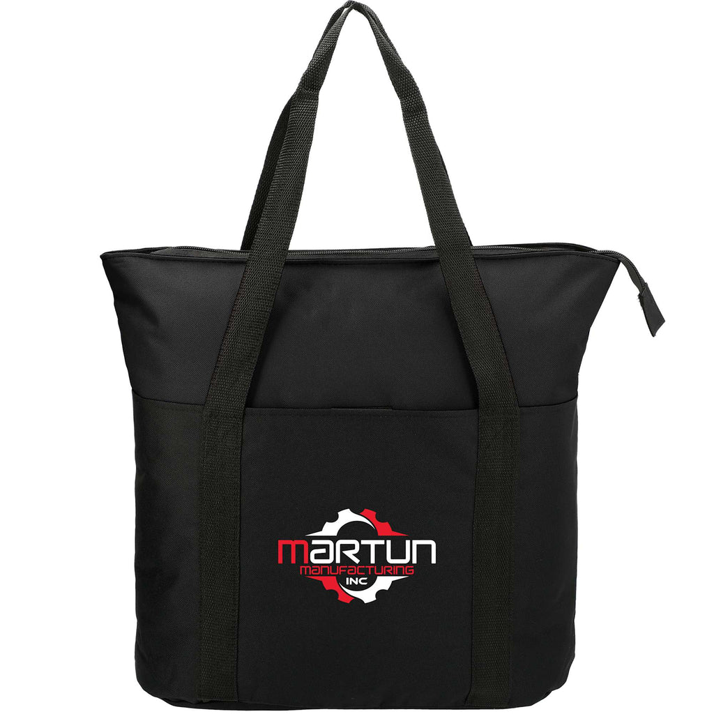Heavy Duty Convention Tote with Zip Top Embroidery - Black - Front