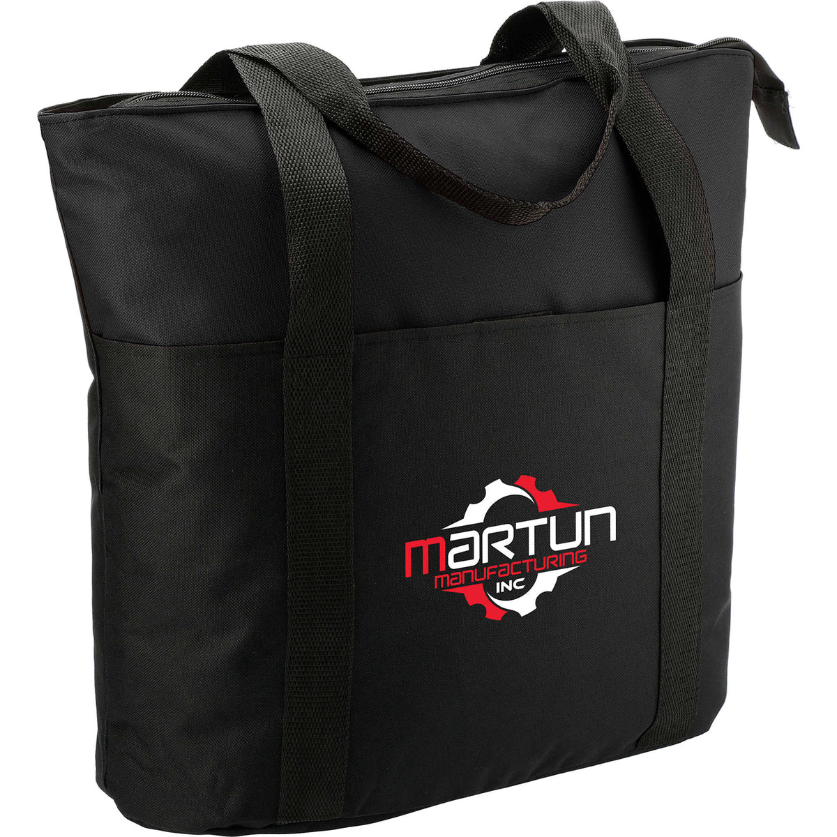 Heavy Duty Convention Tote with Zip Top Embroidery - Black - Right Angle