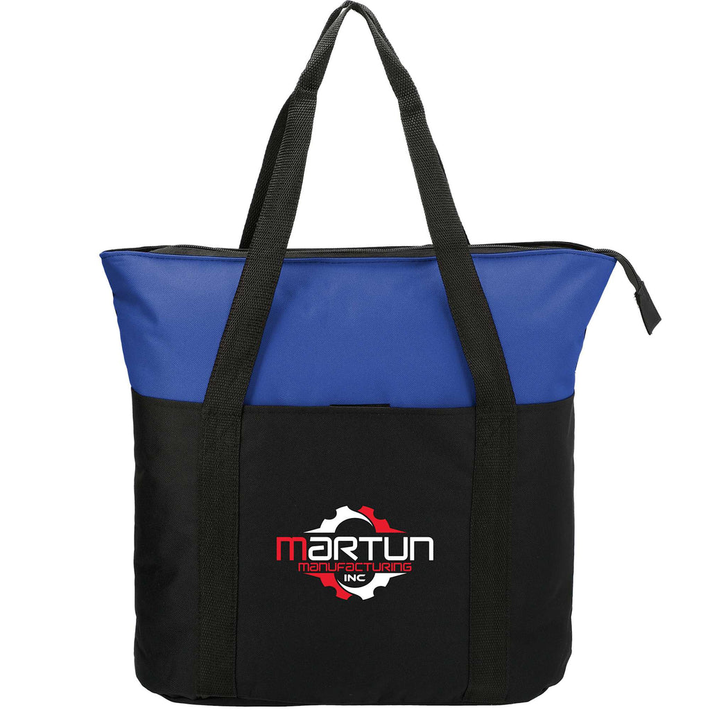 Heavy Duty Convention Tote with Zip Top Embroidery - Blue - Front