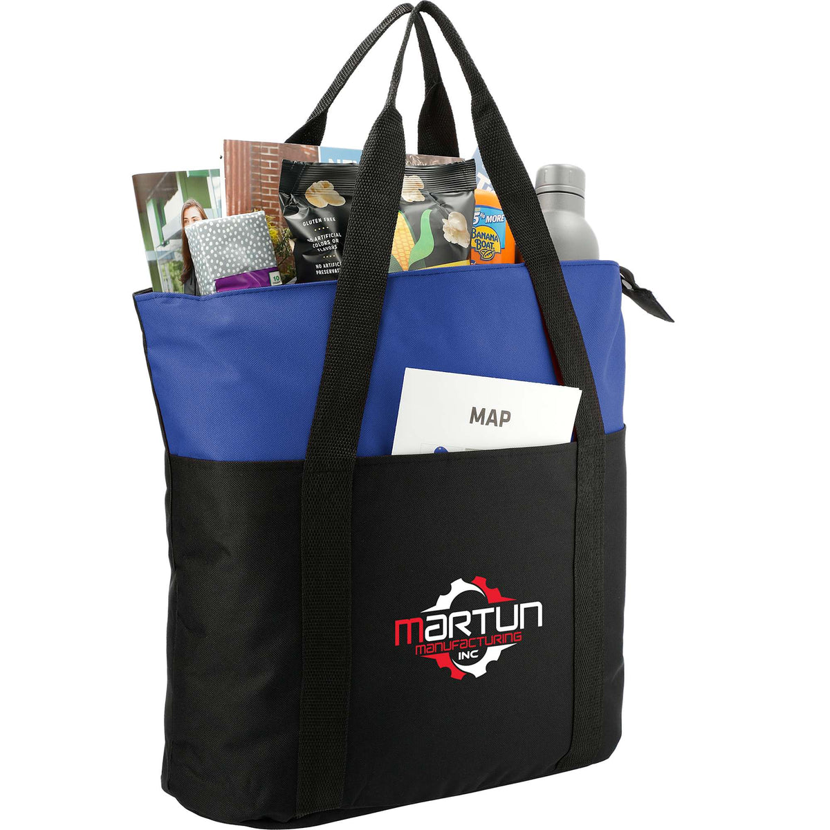 Heavy Duty Convention Tote with Zip Top Embroidery - Blue - Photo