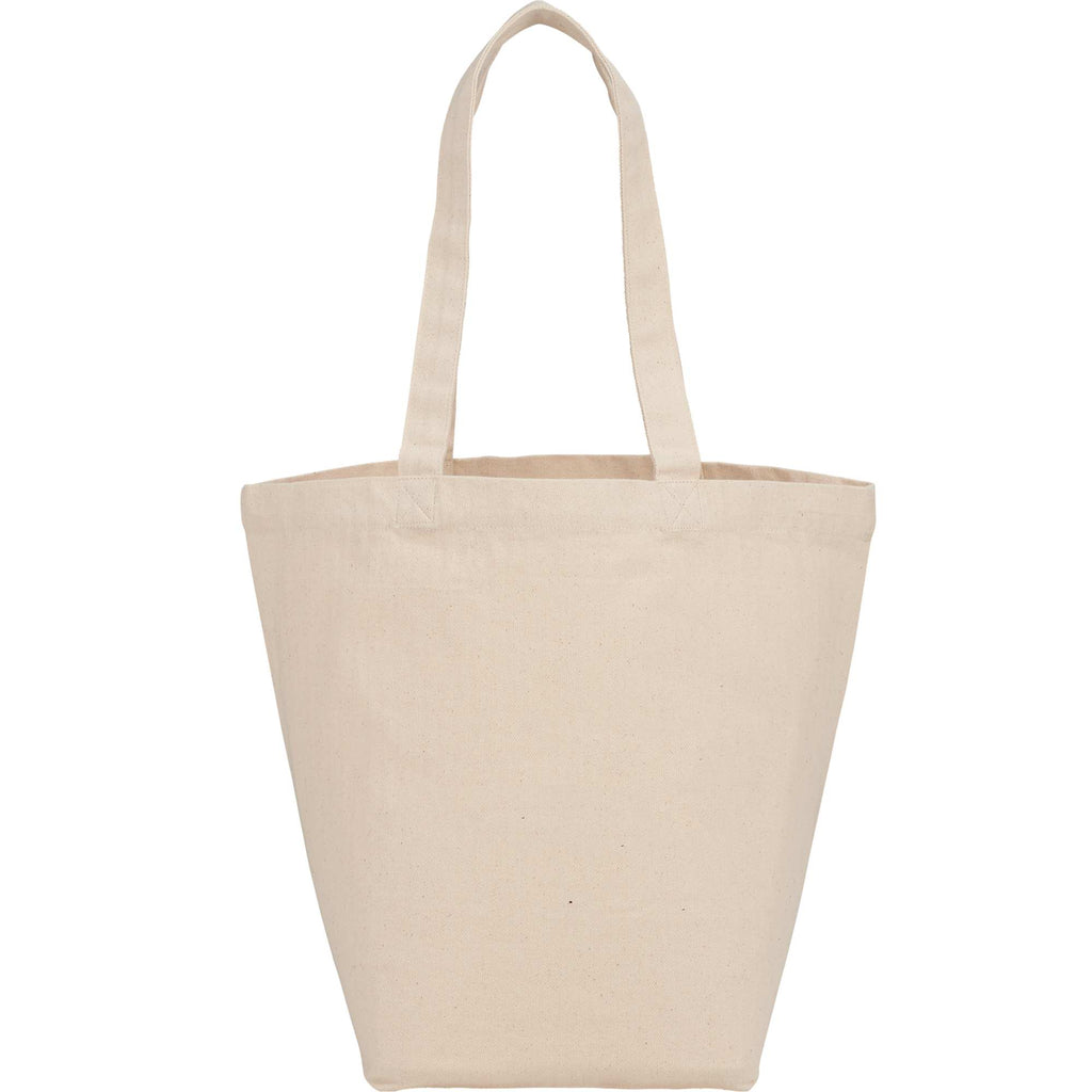 Herringbone Canvas Grocery Tote with Bottom Board, 7 oz Transfer - Natural - Back