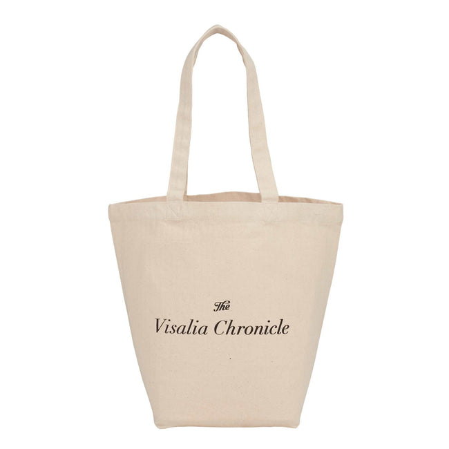 Herringbone Canvas Grocery Tote with Bottom Board, 7 oz Full Color