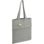 Herringbone Recycled Cotton Tote with Zip Pocket, 7 oz Embroidery - Dark Gray - Right Angle 3