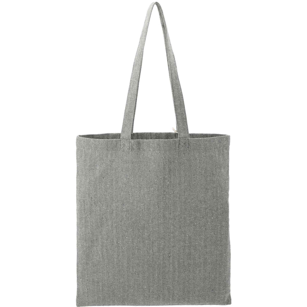 Herringbone Recycled Cotton Tote with Zip Pocket, 7 oz Transfer - Dark Gray - Back