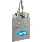 Herringbone Recycled Cotton Tote with Zip Pocket, 7 oz Transfer - Dark Gray - Right Angle 2