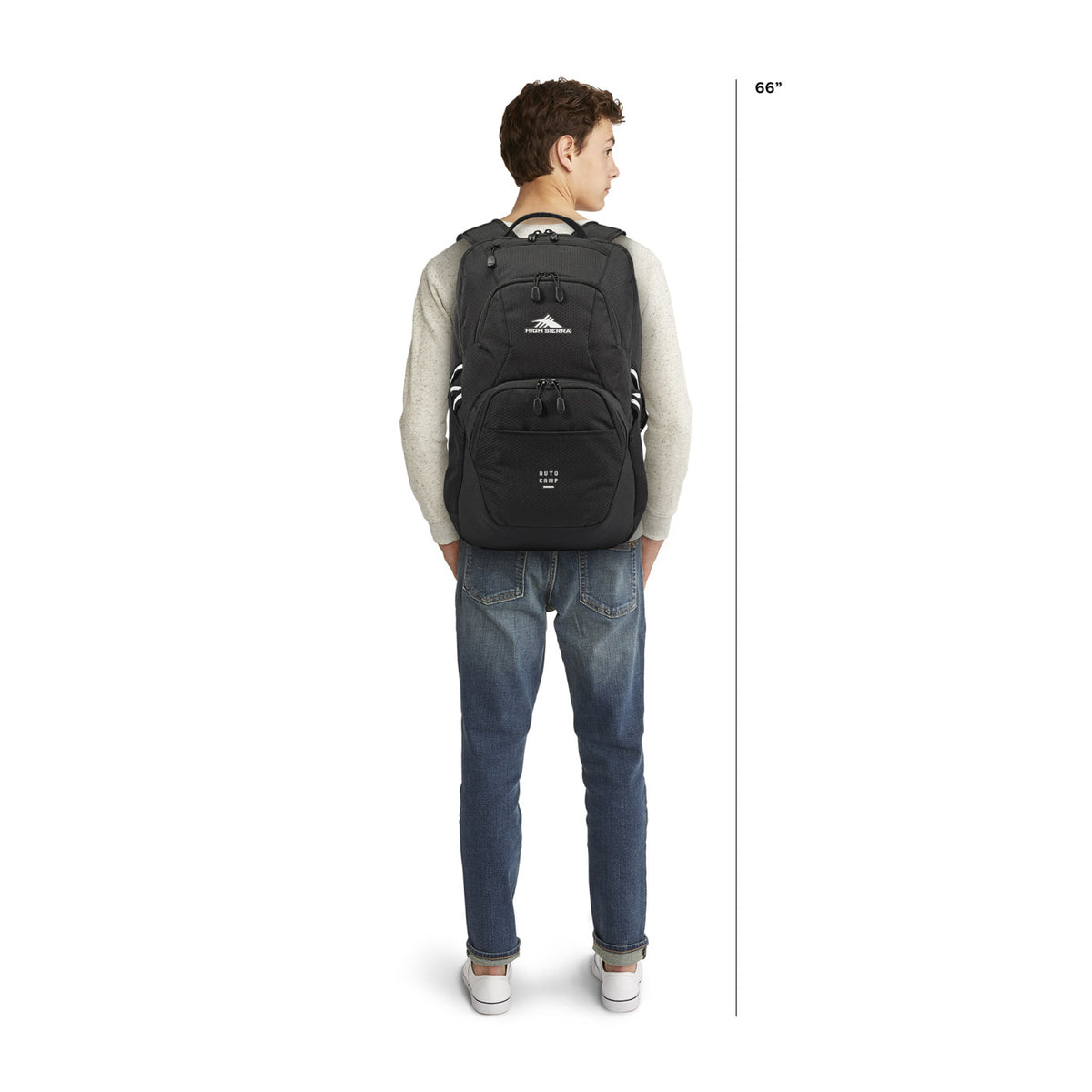 High Sierra Swoop SG Laptop Backpack with Cascading Pockets Embroidery - Black - View 5