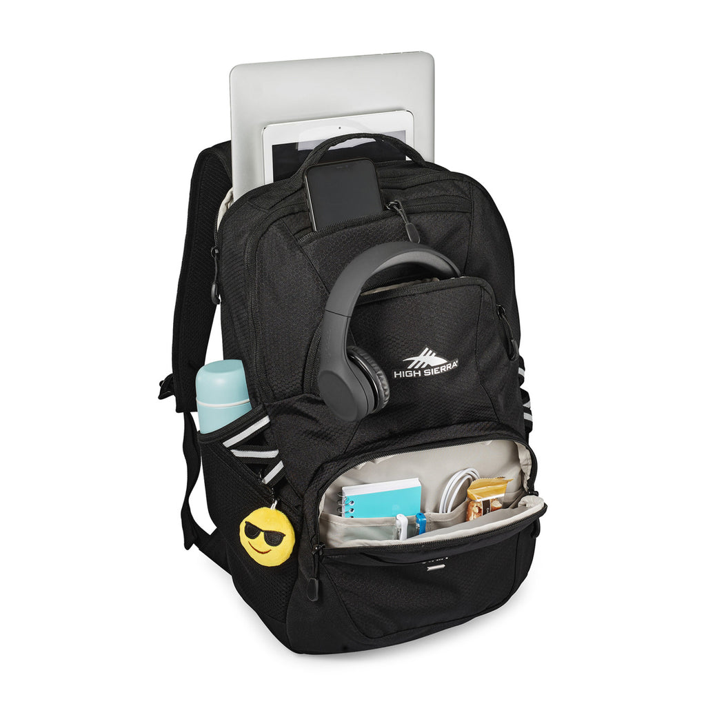 High Sierra Swoop SG Laptop Backpack with Cascading Pockets Embroidery - Black - View 7