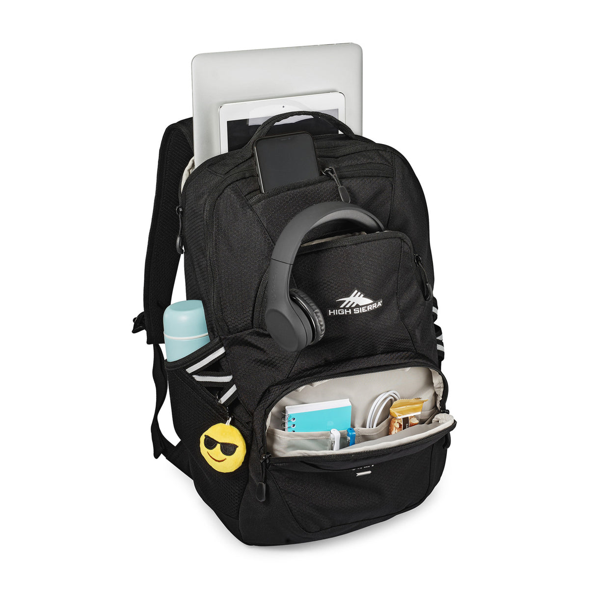 High Sierra Swoop SG Laptop Backpack with Cascading Pockets Embroidery - Black - View 7