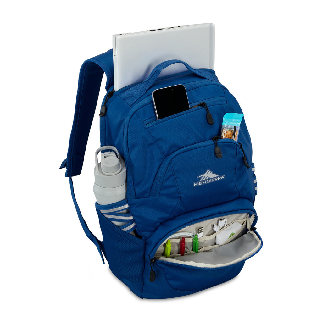 High Sierra Swoop SG Laptop Backpack with Cascading Pockets Embroidery - Cosmic Blue - View 3