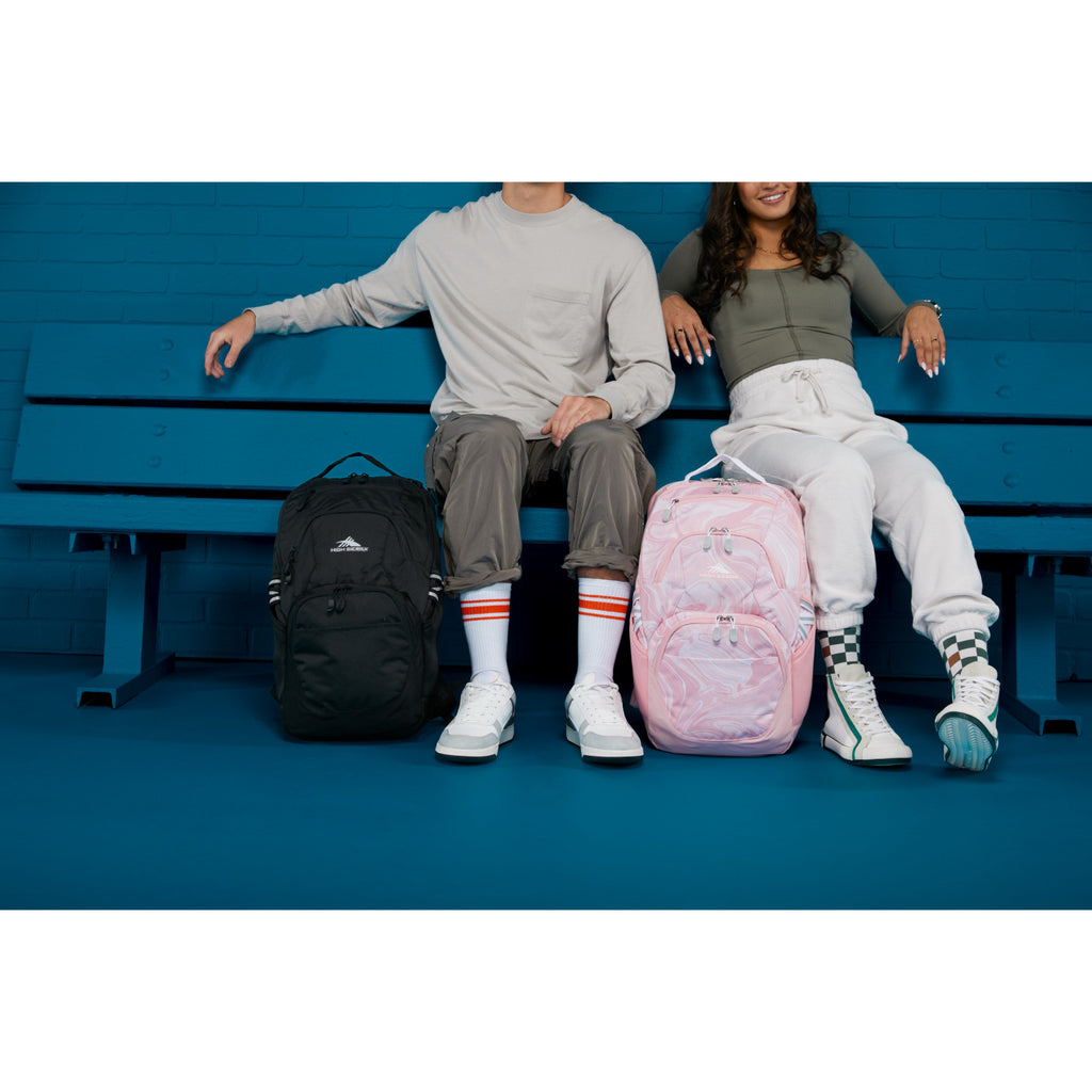 High Sierra Swoop SG Laptop Backpack with Cascading Pockets Embroidery - Pink Marble/Bubblegum Pink - View 9