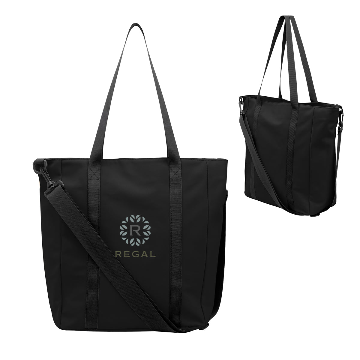 Hudson Leatherette Computer Tote Bag, Recycled PET - Black - Colorbrite