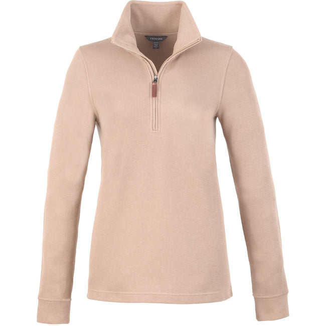 Hudson Ribbed Half Zip Sweater for Women Embroidery