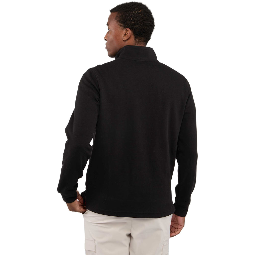 Hudson Ribbed Quarter Zip Sweater for Men Embroidery - Black - Back On Model