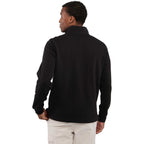 Hudson Ribbed Quarter Zip Sweater for Men Embroidery - Black - Back On Model