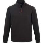 Hudson Ribbed Quarter Zip Sweater for Men Embroidery - Black - Front