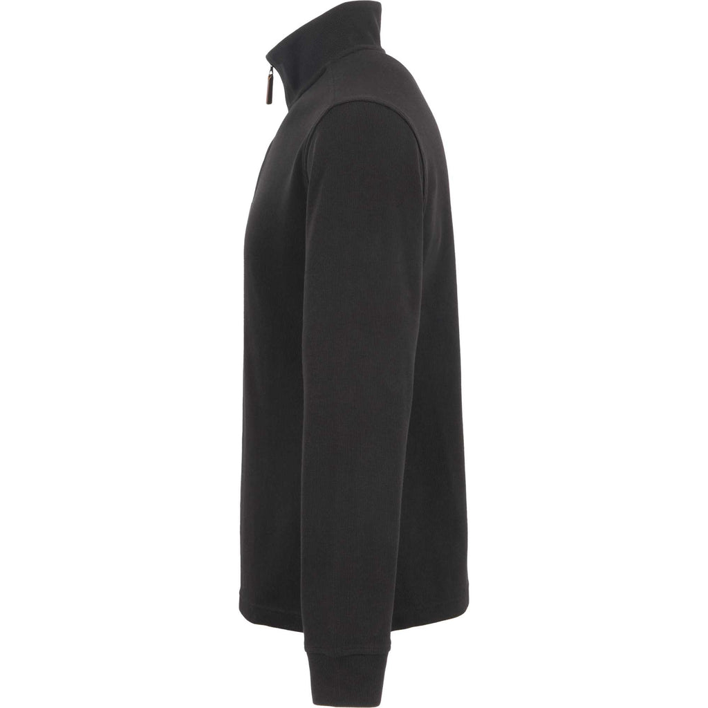 Hudson Ribbed Quarter Zip Sweater for Men Embroidery - Black - Left Side